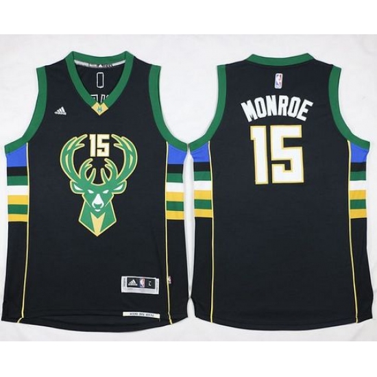Bucks 15 Greg Monroe Black Stitched NBA Jersey