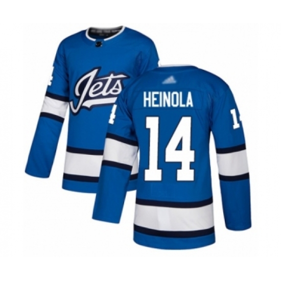 Men's Winnipeg Jets 14 Ville Heinola Authentic Blue Alternate Hockey Jersey