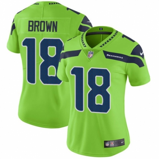 Women's Nike Seattle Seahawks 18 Jaron Brown Limited Green Rush Vapor Untouchable NFL Jersey