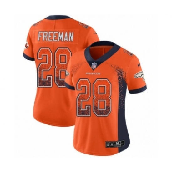 Women's Nike Denver Broncos 28 Royce Freeman Limited Orange Rush Drift Fashion NFL Jersey