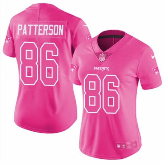 Women's Nike New England Patriots 86 Cordarrelle Patterson Limited Pink Rush Fashion NFL Jersey