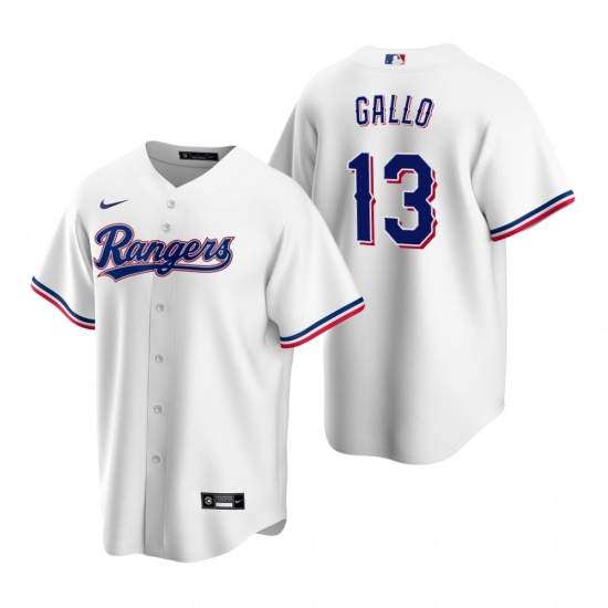 Men's Nike Texas Rangers 13 Joey Gallo White Home Stitched Baseball Jersey