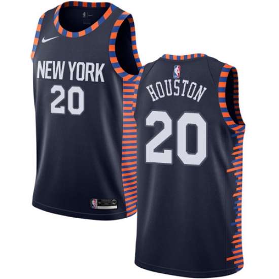 Men's Nike New York Knicks 20 Allan Houston Swingman Navy Blue NBA Jersey - 2018 19 City Edition