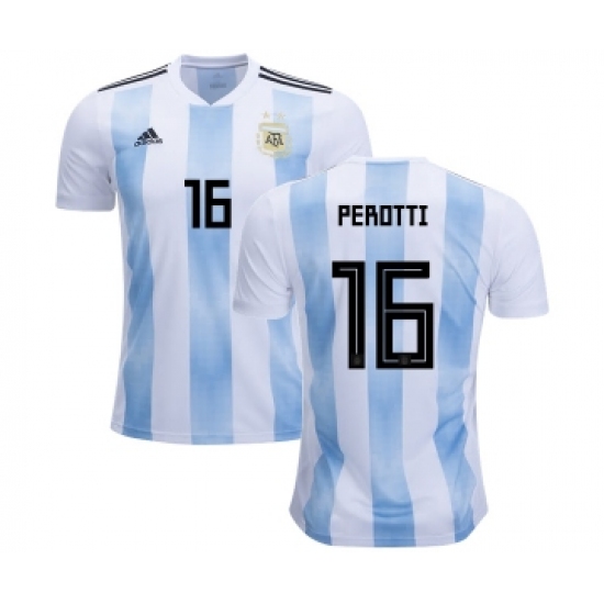 Argentina 16 Perotti Home Kid Soccer Country Jersey