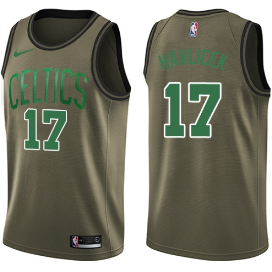 Men's Nike Boston Celtics 17 John Havlicek Green Salute to Service NBA Swingman Jersey