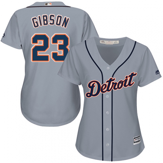 Women's Majestic Detroit Tigers 23 Kirk Gibson Authentic Grey Road Cool Base MLB Jersey