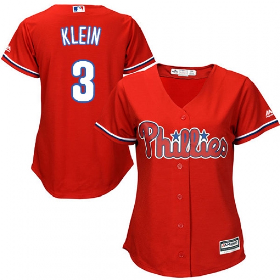 Women's Majestic Philadelphia Phillies 3 Chuck Klein Replica Red Alternate Cool Base MLB Jersey