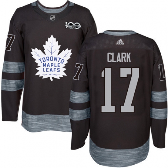 Men's Adidas Toronto Maple Leafs 17 Wendel Clark Authentic Black 1917-2017 100th Anniversary NHL Jersey