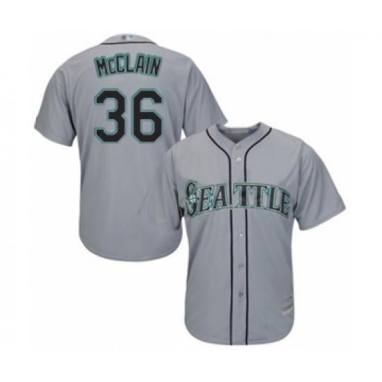 Youth Seattle Mariners 36 Reggie McClain Authentic Grey Road Cool Base Baseball Player Jersey