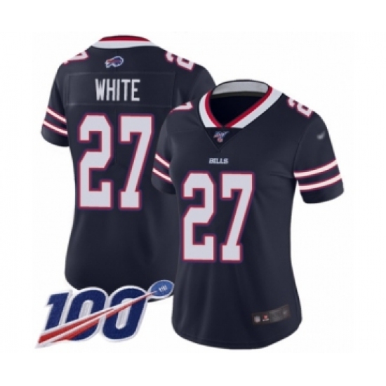 Women's Buffalo Bills 27 Tre'Davious White Limited Navy Blue Inverted Legend 100th Season Football Jersey