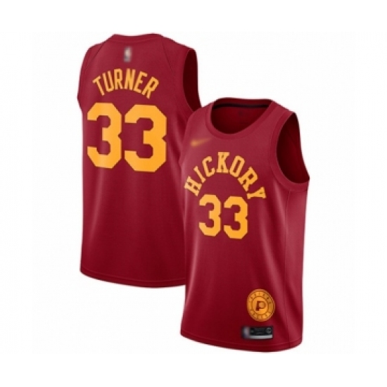 Men's Indiana Pacers 33 Myles Turner Authentic Red Hardwood Classics Basketball Jersey
