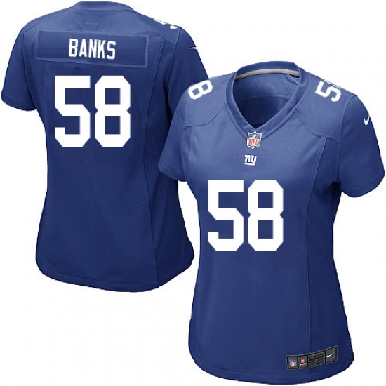 Women's Nike New York Giants 58 Carl Banks Game Royal Blue Team Color NFL Jersey
