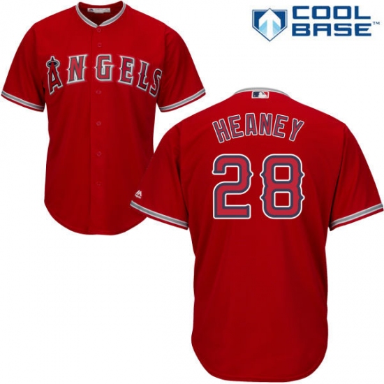 Men's Majestic Los Angeles Angels of Anaheim 28 Andrew Heaney Replica Red Alternate Cool Base MLB Jersey