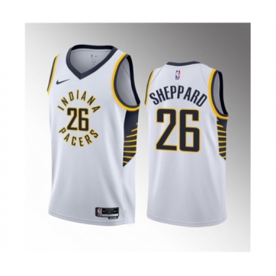 Men's Indiana Pacers 26 Ben Sheppard White 2023 Draft Association Edition Stitched Basketball Jersey