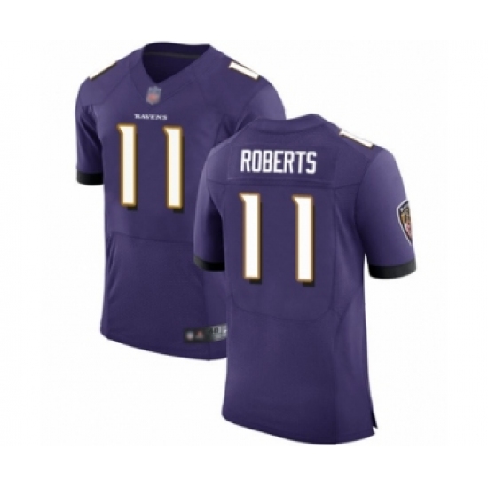 Men's Baltimore Ravens 11 Seth Roberts Purple Team Color Vapor Untouchable Elite Player Football Jersey