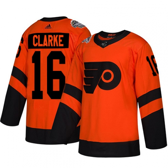 Men's Adidas Philadelphia Flyers 16 Bobby Clarke Orange Authentic 2019 Stadium Series Stitched NHL Jersey