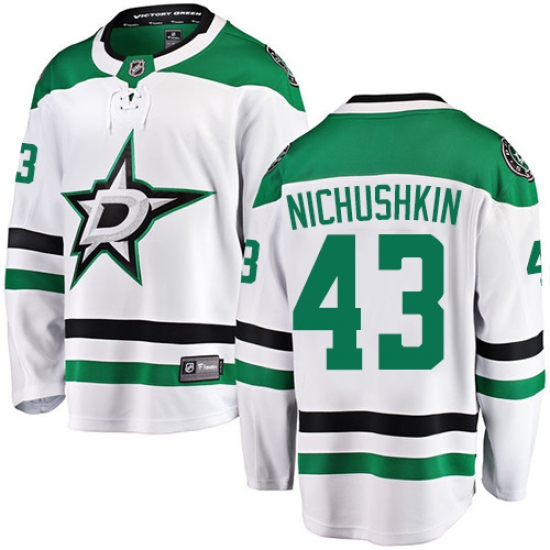 Men's Dallas Stars 43 Valeri Nichushkin Fanatics Branded White Away Breakaway NHL Jersey