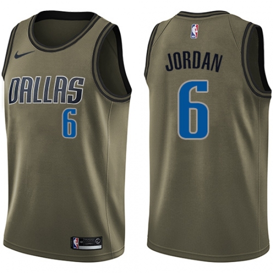 Men's Nike Dallas Mavericks 6 DeAndre Jordan Swingman Green Salute to Service NBA Jersey