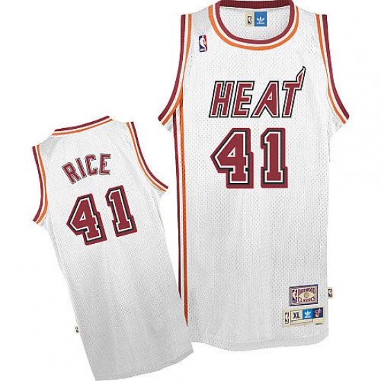 Men's Adidas Miami Heat 41 Glen Rice Authentic White Throwback NBA Jersey