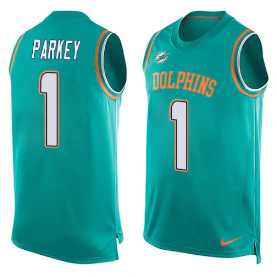 Men's Nike Miami Dolphins 1 Cody Parkey Limited Aqua Green Player Name & Number Tank Top NFL Jersey