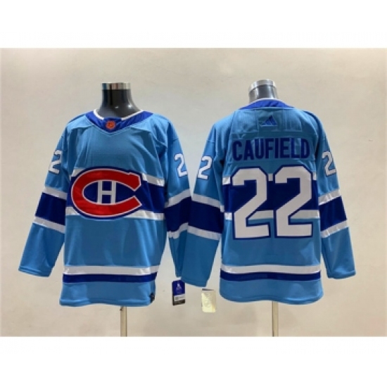 Men's Montreal Canadiens 22 Cole Caufield 2022-23 Reverse Retro Stitched Jersey