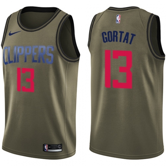 Men's Nike Los Angeles Clippers 13 Marcin Gortat Swingman Green Salute to Service NBA Jersey