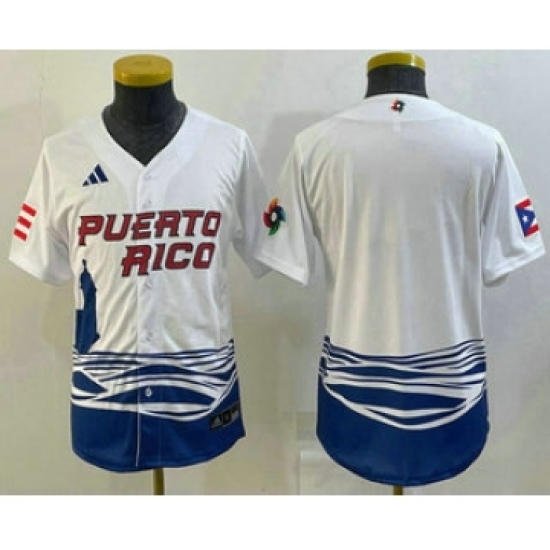 Youth Puerto Rico Baseball Blank 2023 White World Baseball Classic Stitched Jerseys