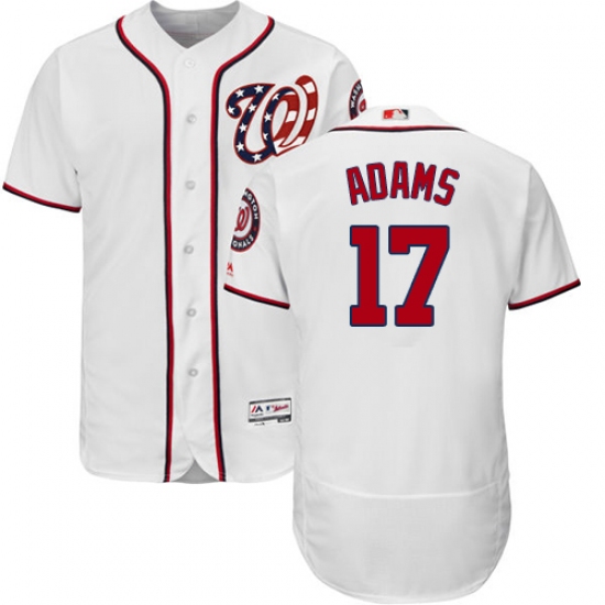 Men's Majestic Washington Nationals 17 Matt Adams White Home Flex Base Authentic Collection MLB Jersey