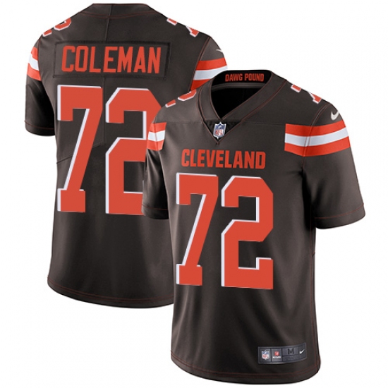 Youth Nike Cleveland Browns 72 Shon Coleman Brown Team Color Vapor Untouchable Limited Player NFL Jersey