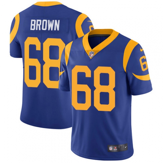 Youth Nike Los Angeles Rams 68 Jamon Brown Royal Blue Alternate Vapor Untouchable Limited Player NFL Jersey