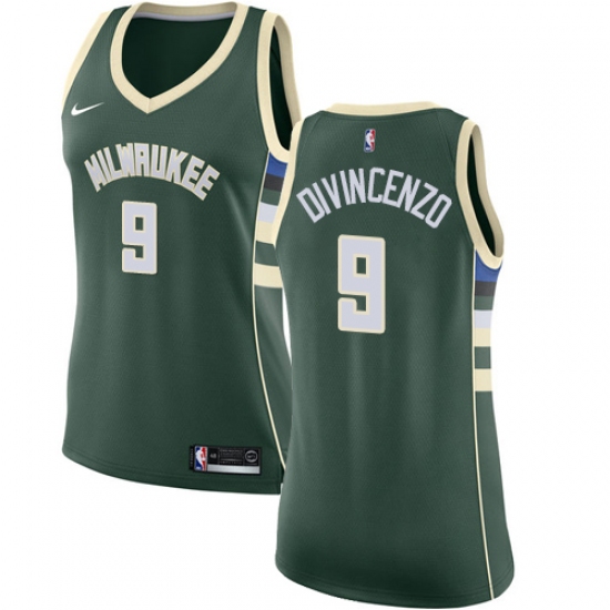 Women's Nike Milwaukee Bucks 9 Donte DiVincenzo Swingman Green NBA Jersey - Icon Edition