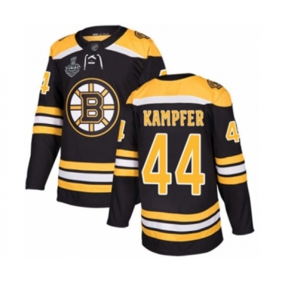 Men's Boston Bruins 44 Steven Kampfer Authentic Black Home 2019 Stanley Cup Final Bound Hockey Jersey