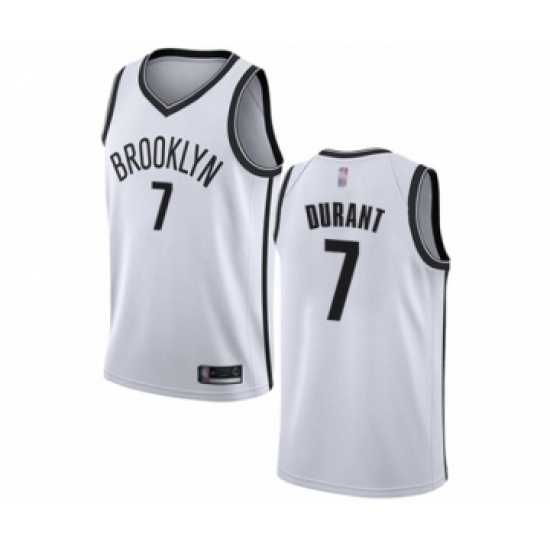 Youth Brooklyn Nets 7 Kevin Durant Swingman White Basketball Jersey - Association Edition
