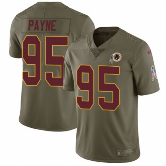 Youth Nike Washington Redskins 95 Da'Ron Payne Limited Olive 2017 Salute to Service NFL Jersey