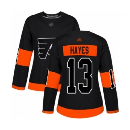 Women's Philadelphia Flyers 13 Kevin Hayes Authentic Black Alternate Hockey Jersey