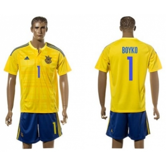 Ukraine 1 Boyko Home Soccer Country Jersey