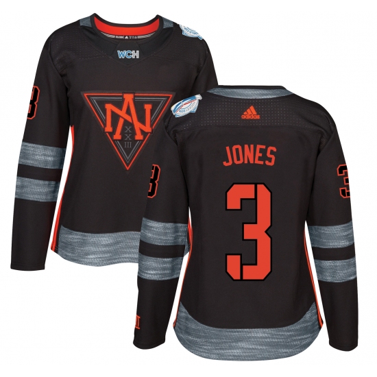 Women's Adidas Team North America 3 Seth Jones Authentic Black Away 2016 World Cup of Hockey Jersey