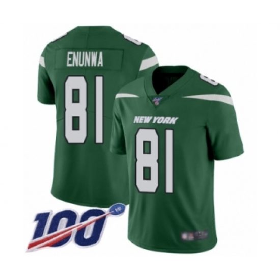 Men's New York Jets 81 Quincy Enunwa Green Team Color Vapor Untouchable Limited Player 100th Season Football Jersey