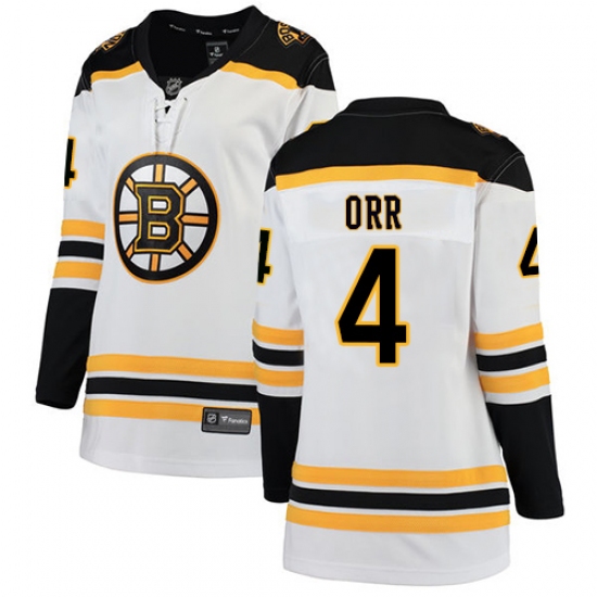 Women's Boston Bruins 4 Bobby Orr Authentic White Away Fanatics Branded Breakaway NHL Jersey