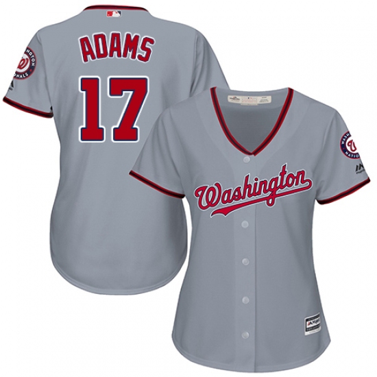 Women's Majestic Washington Nationals 17 Matt Adams Authentic Grey Road Cool Base MLB Jersey
