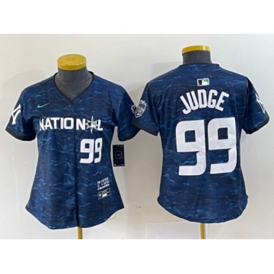 Women's Nike New York Yankees 99 Aaron Judge Number Royal 2023 All Star Cool Base Stitched Baseball Jersey