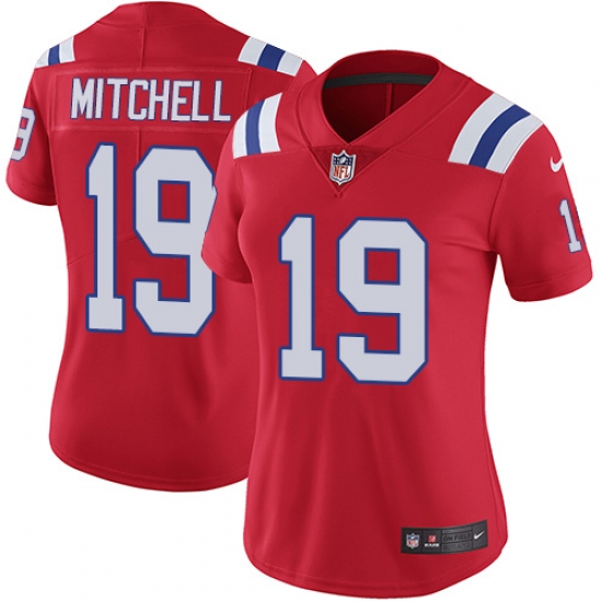 Women's Nike New England Patriots 19 Malcolm Mitchell Red Alternate Vapor Untouchable Limited Player NFL Jersey