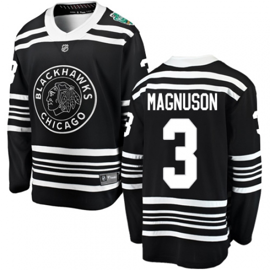 Youth Chicago Blackhawks 3 Keith Magnuson Black 2019 Winter Classic Fanatics Branded Breakaway NHL Jersey