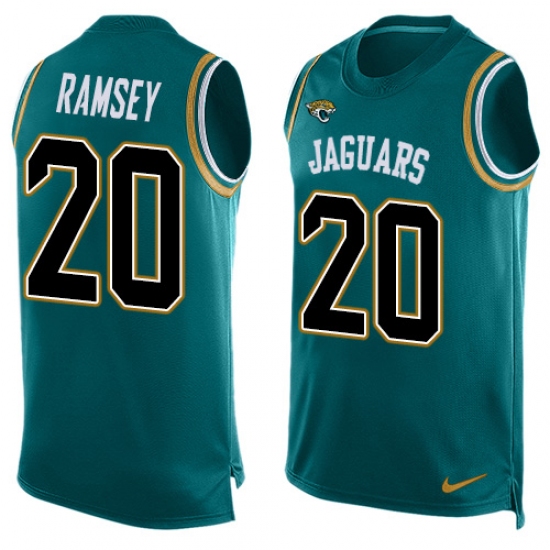 Men's Nike Jacksonville Jaguars 20 Jalen Ramsey Limited Teal Green Player Name & Number Tank Top NFL Jersey