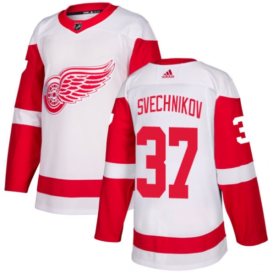 Men's Adidas Detroit Red Wings 37 Evgeny Svechnikov Authentic White Away NHL Jersey