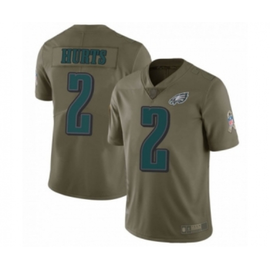 Philadelphia Eagles 2 Jalen Hurts Limited Olive 2017 Salute to Service Football Jersey