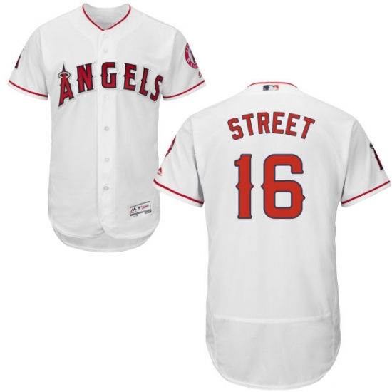 Men's Majestic Los Angeles Angels of Anaheim 16 Huston Street White Home Flex Base Authentic Collection MLB Jersey