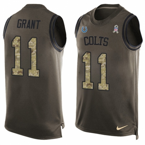 Men's Nike Indianapolis Colts 11 Ryan Grant Limited Green Salute to Service Tank Top NFL Jersey