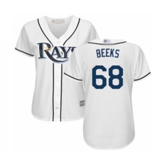 Women's Tampa Bay Rays 68 Jalen Beeks Authentic White Home Cool Base Baseball Player Jersey