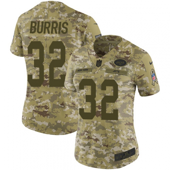 Women's Nike New York Jets 32 Juston Burris Limited Camo 2018 Salute to Service NFL Jersey